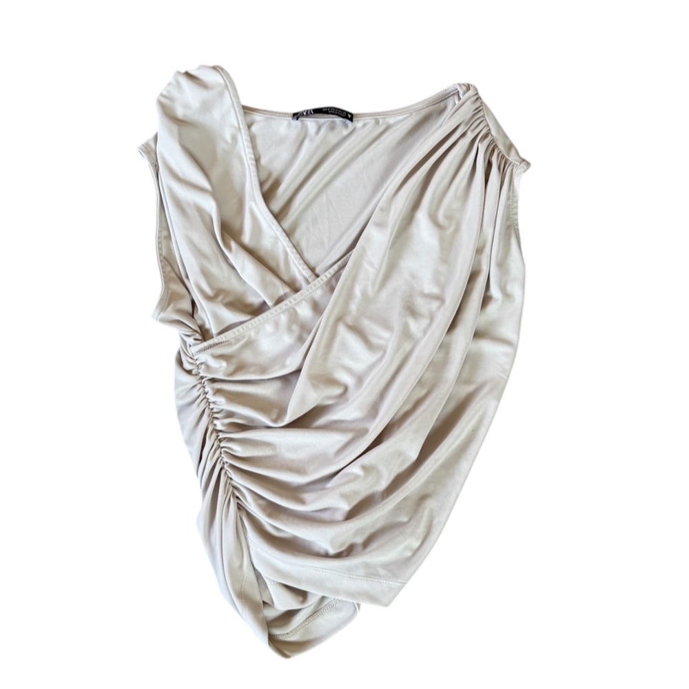 Zara Cream Draped Women's Top - Picture 5 of 9